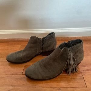 Sam Edelman gray fringe ankle boots